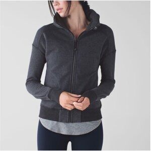 Lululemon Hug it Out Jacket Womens 6 Gray Full Zip High Neck Fleece Sweatshirt
